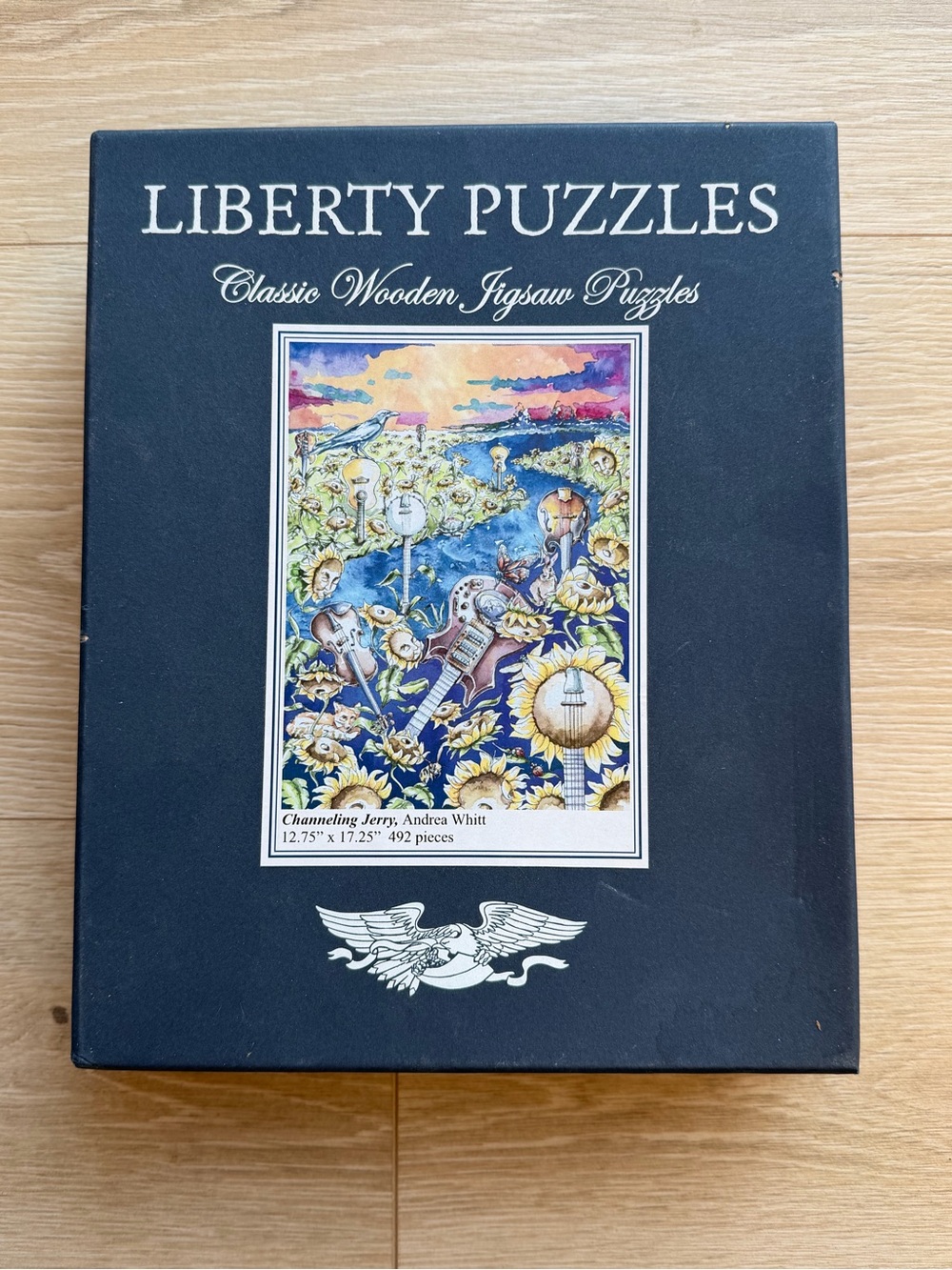 Channeling Jerry Liberty Puzzles Classic Wooden Jigsaw Puzzle - Navy Box
